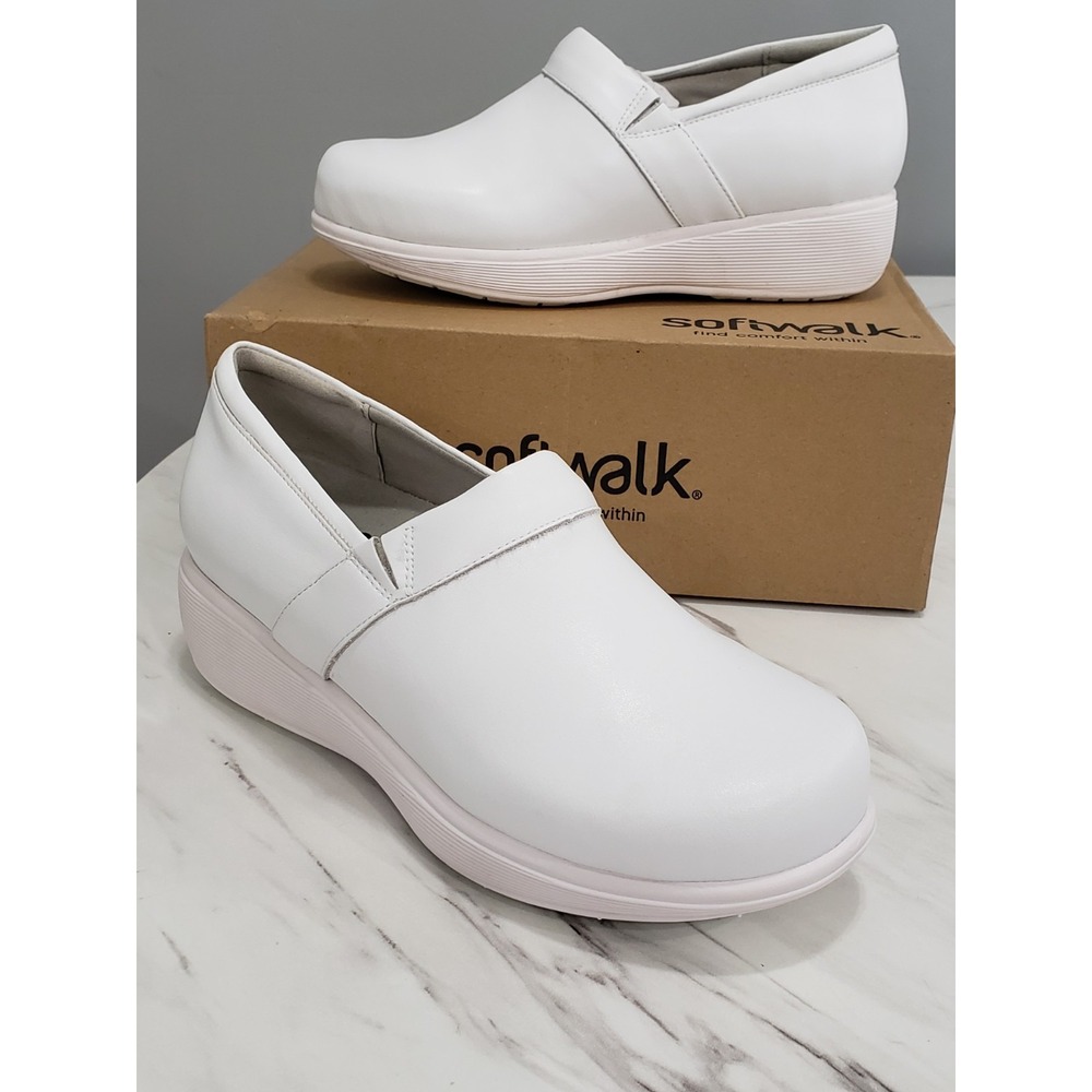 NEW SZ 6 Softwalk Meredith Sport Women Slip On white nurse walking shoes comfort